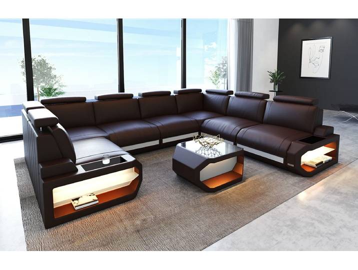 Designsofa Siena U-Form aus Leder