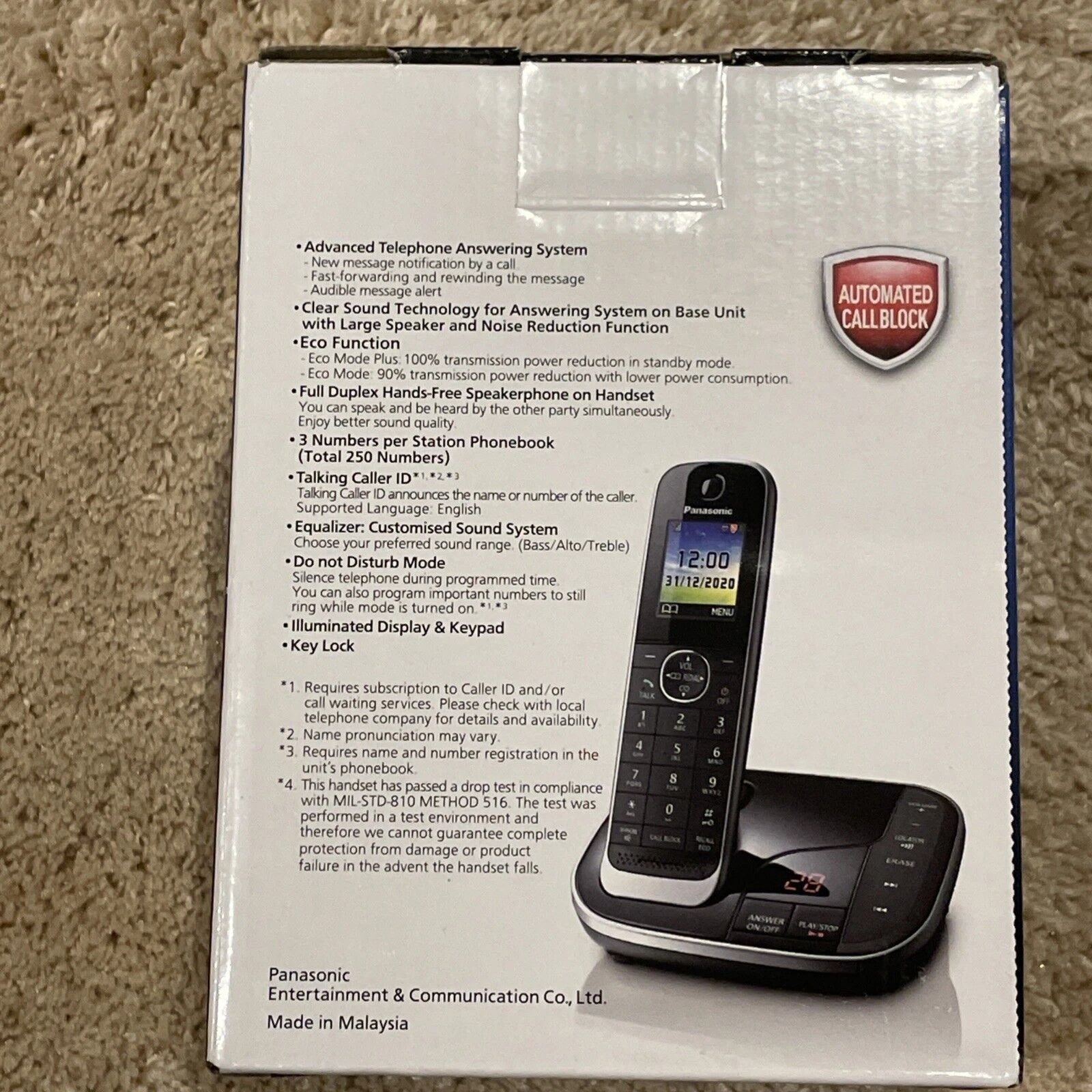 Panasonic KX-TGJ420EB Cordless Phone - Single Handset, Black