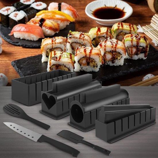 Benza Ibenzoa Sushi-set voor beginners met 20 delen, inclusief 8 rijstvormen, 3 onigiri-vormen, rolmat en accessoires