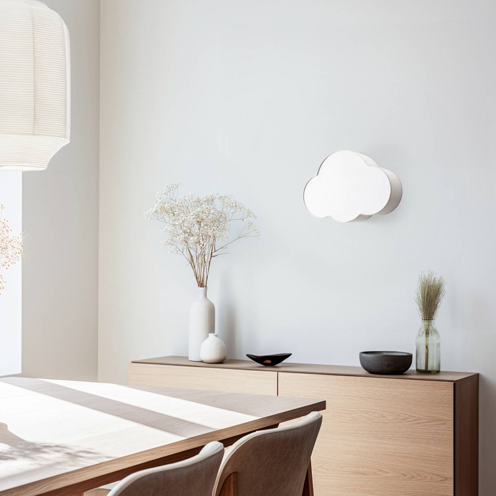 Wandleuchte Cloud, beige, 43 cm breit, Textil, Wolke, E27 Cloud TK Lighting, dimmbar, creme / amber, für Kinderzimmer, Textil / Stoff / Seide, Junges Wohnen, Wandleuchte, Wandlampe Innen