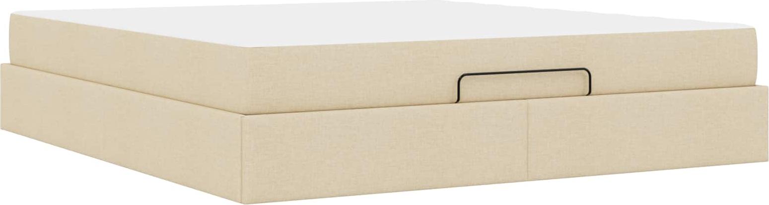 Bettgestell mit Matratze 2 pcs Creme Stoff