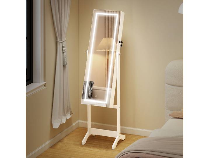 HOMCOM Armoire Bijoux LED Miroir Tactile Blanc