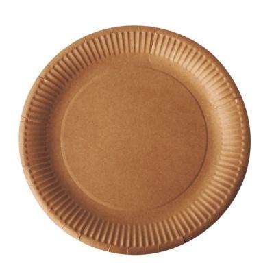 Pappteller Papstar Pure, Einweg, rund, Ø 230 mm, lebensmittelecht, FSC®-zertifiziert, braun, 5 x 100 Stück