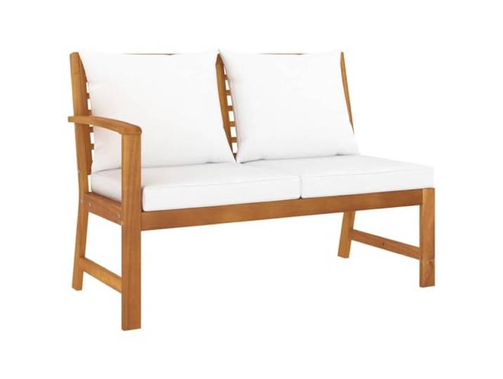 Banc de jardin 114\,5 cm avec coussin crème Bois solide d acacia