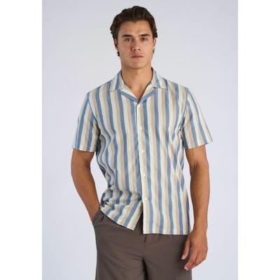 Kurzarmhemd LINDBERGH "Freizeithemd (Kurzarm) Relaxed Fit", Herren, Gr. S, Normalgrößen, bunt (dusty blau), Obermaterial: 100% Baumwolle, Hemden