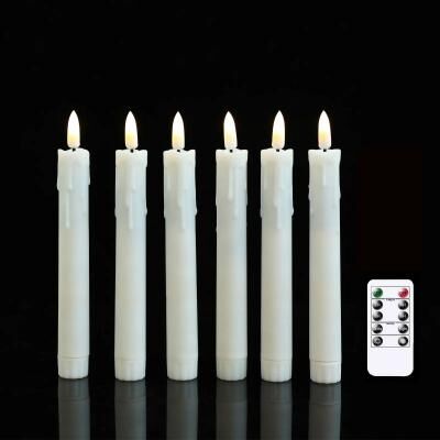 Inspired Living Remote Control Flameless LED Taper Candles Set 3 Or 6 Pieces 6.5 To 11 Inch 17.5 Cm 6 Pieces