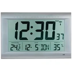 Peweta, Wanduhr, digitale Funkwanduhr DCF77 silber