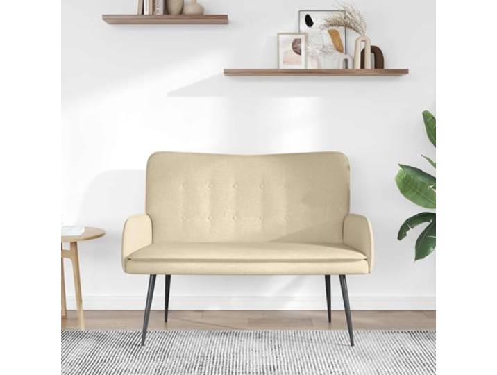 pokgdf 2-Sitzer Sofa Creme 115 cm Stoff Polyester Schaumstoffpolsterung, Metallrahmen, Stahlbeine, für Wohnzimmer