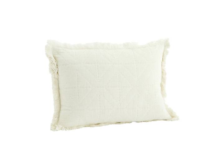Housse de coussin en coton blanc cassé Quilt