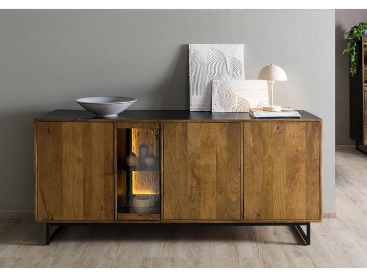 Sideboard Mango / Altholz 180x47x81 schwarz / natur lackiert DAVIS #21