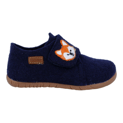 Hausschuh RICHTER "Filzi (Felt)", Mädchen, Gr. 25, Filz, blau, Schuhe Hausschuh, Klettschuh mit Aufnäher, Größenschablone zum Download