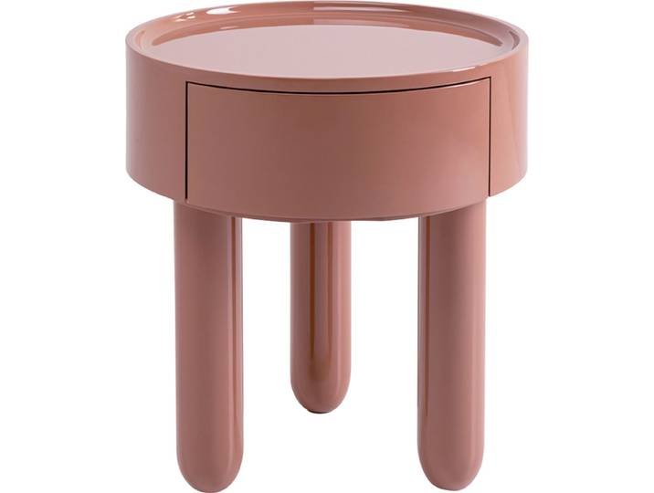 Table d'appoint ronde moka avec tiroir d45