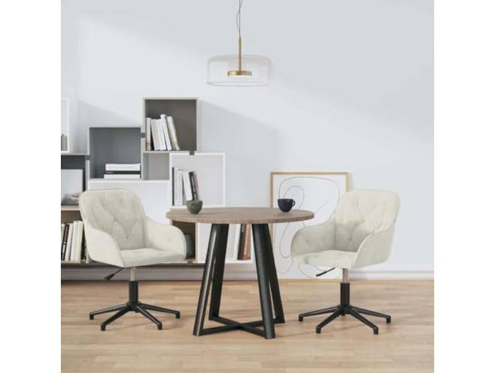 HMDNGOUT Esszimmerstühle 2 STK. Drehbar Creme Samt Samtbezug,360 Grad drehbar,Sitzhöhe verstellbar,Metalgestell,Sperrholz,maximal 110 kg