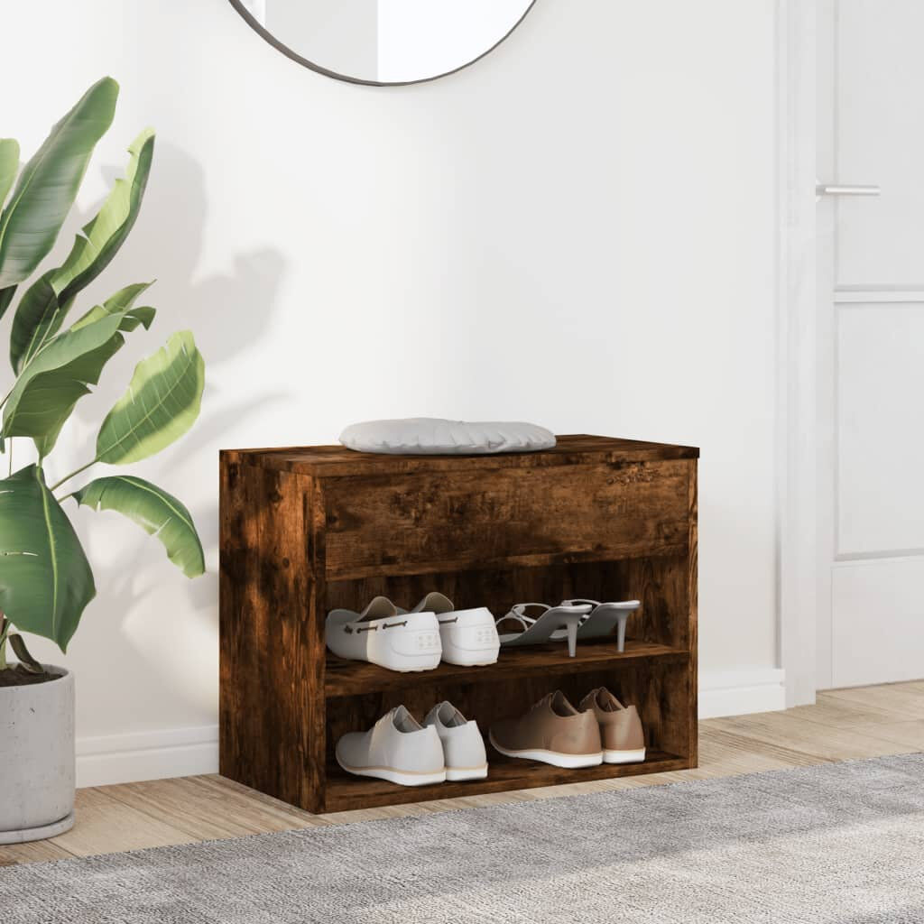 vidaXL 4 Pair Shoe Storage Bench Smoked Oak 4