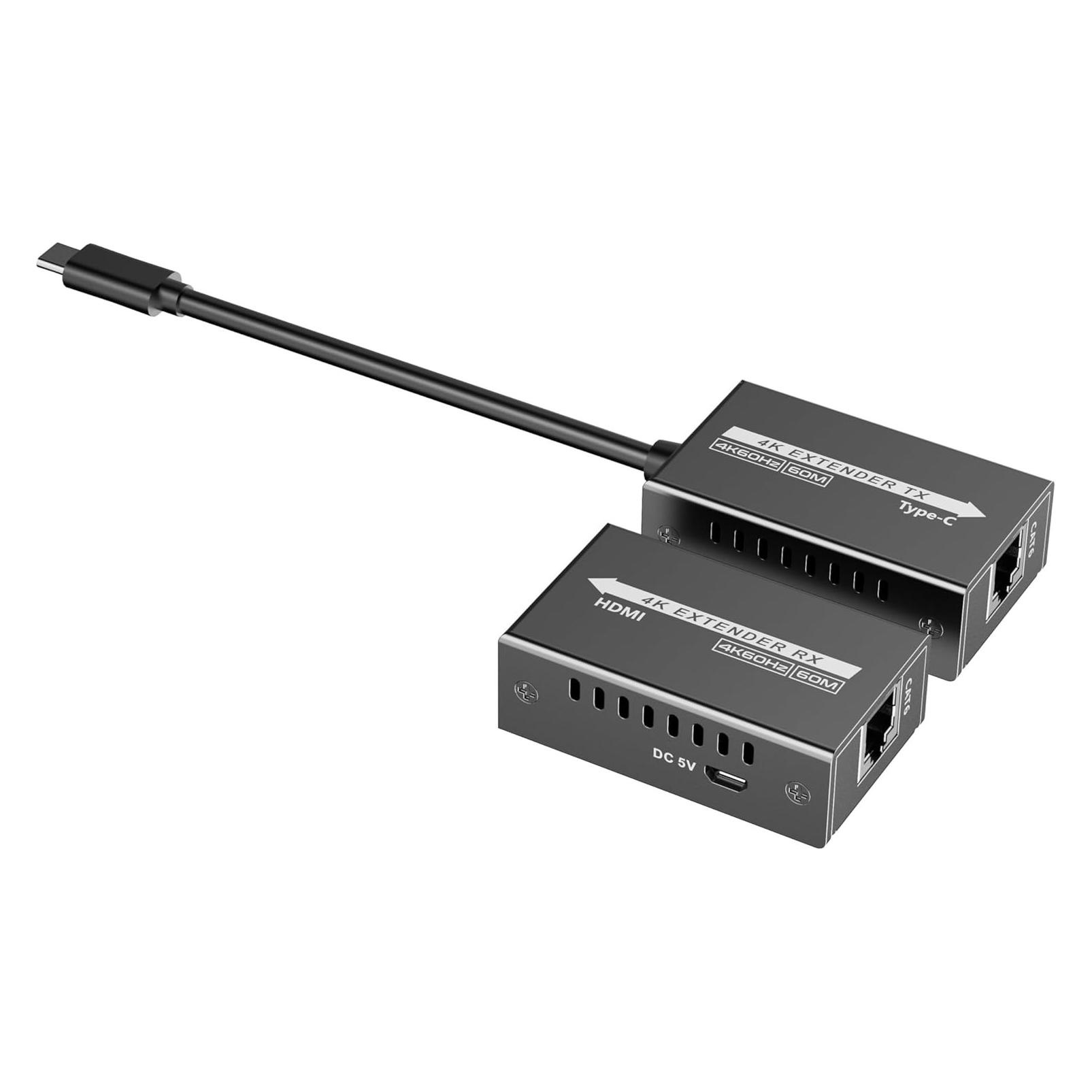 PremiumCord USB-C na HDMI extender přes patch kabel Cat5e/6/6a 4K@60Hz na 60m (Extender) (khext60-11)