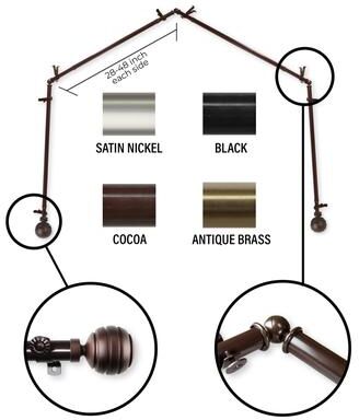 InStyleDesign Piper 4-Sided Bay Window Curtain Rod