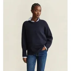 Gant für Damen. 4802415 Marineblauer Pullover mit Rundhalsausschnitt (S), Lässig, Wolle