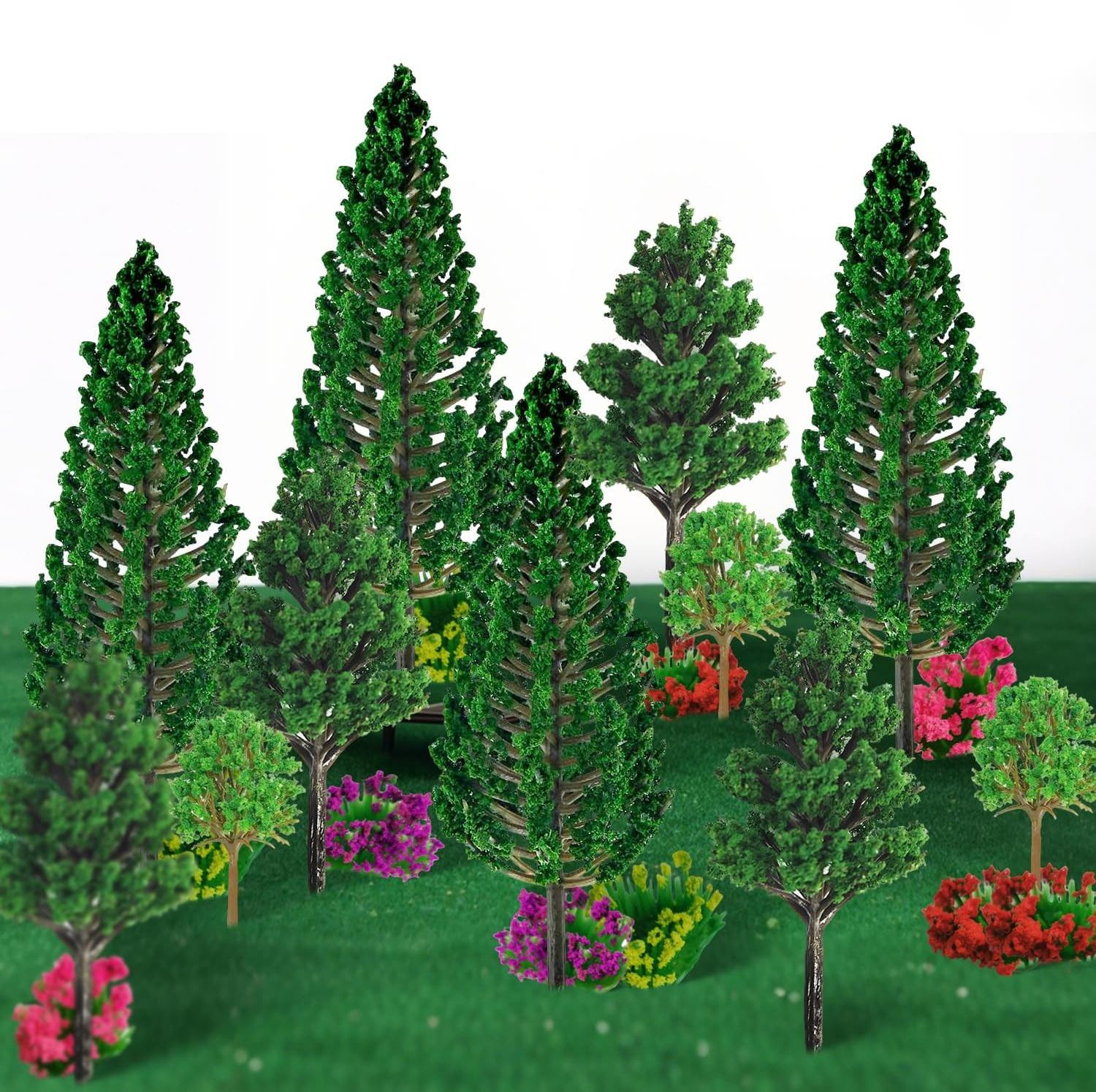 Set van Miniatuur Bomen en Bloemen voor Diorama's
