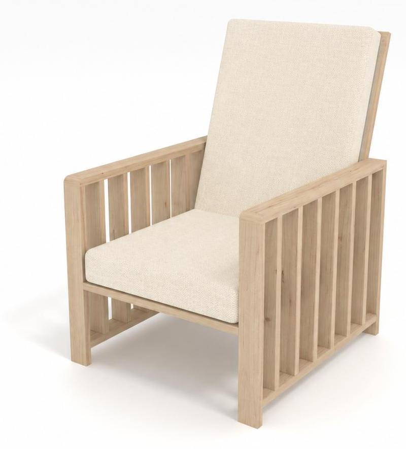 Möbae Solena Gartenstuhl Kiefer 80x65x92 cm mit beigen Kissen aus Kiefernholz Holzstuhl für Terrasse Balkon Garten moderne Gartenmöbel wetterfest und bequem