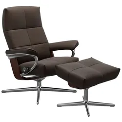 Stressless Sessel mit Hocker David Cross Leder Braun Batick Brown L (Large)