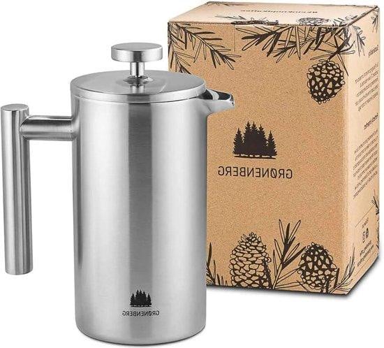 Famanu French Press koffiezetter 1 liter - Dubbelwandig met reservefilters