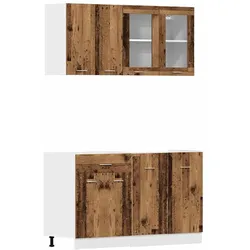 vidaXL 4-tlg. Küchenschrank-Set Lyon Altholz-Optik Holzwerkstoff