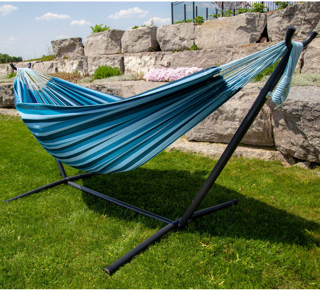 Zipcode Design Emmaline Double Hammock with Stand Blue Lagoon 104cm H X 109cm W X 250cm L