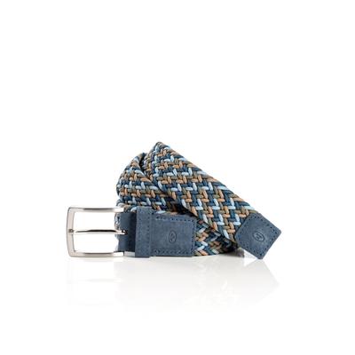 Flechtgürtel TOM TAILOR "TTJOEY", Herren, Gr. 90, blau, Materialmix, Gürtel, flexibel, Rauleder-Schlaufe und Lederkäppchen