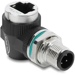 DELOCK M12 Adapter D-kodiert 4 Pin St zu RJ45 Bu gewinkelt