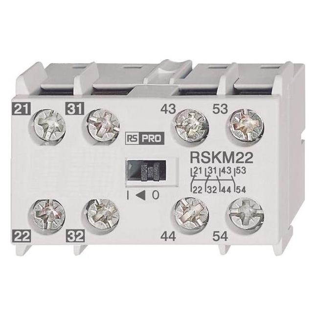 RS PRO Hilfskontaktblock, 2 Schliesser + 2 Öffner Schnappmontage (HKM22)