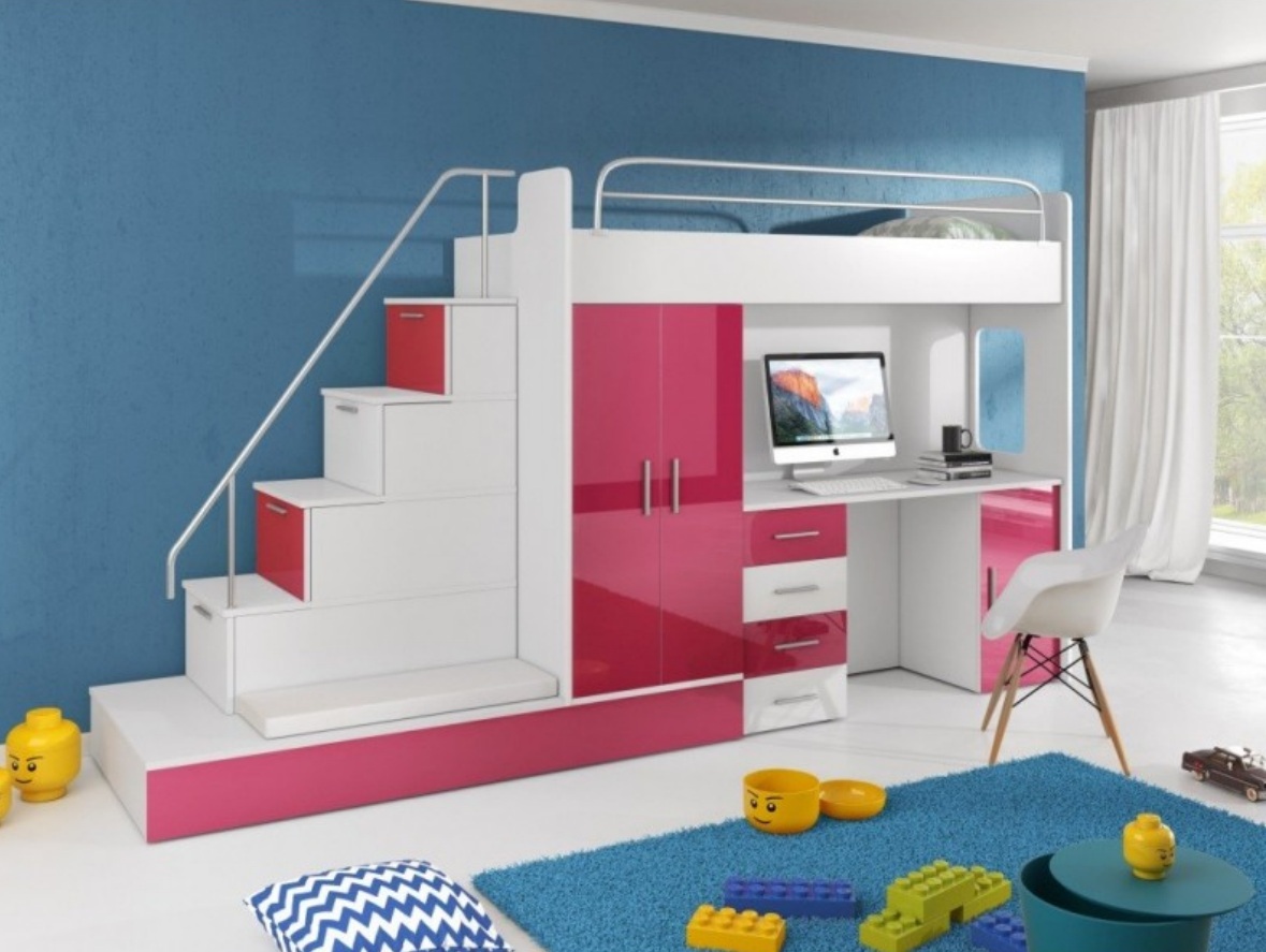 Hochbetten Etagenbett Hochbett Blau Kinderzimmer Betten Etagen Rosa Bett