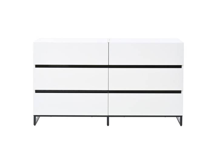 Commode Haute Brillance 6 Tiroirs 140 X 39 5 X 78 5 Cm Avec Pieds Métalliques.