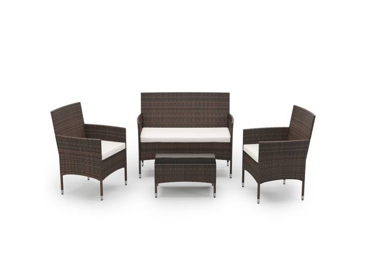 Gartenset Rattan MALIA dunkelbraun/weiss