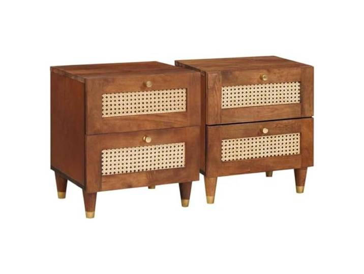 KDVXBCQJH 2er Set Nachttische Braun 40x33,5x46 cm Akazie Massivholz Stabile Beistelltische fürs Schlafzimmer bieten Schubladen für Brillen, Bücher und ein aufgeräumtes Wohnambiente.