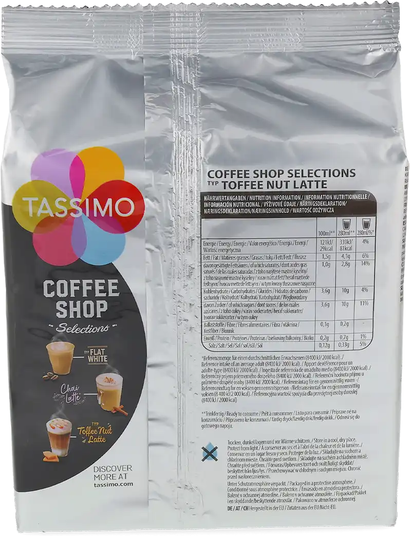 Coffee Shop Selections   Toffee Nut Latte - 16 Capsules de café pour Tassimo - Latte - Café Toffee - Compatible Tassimo