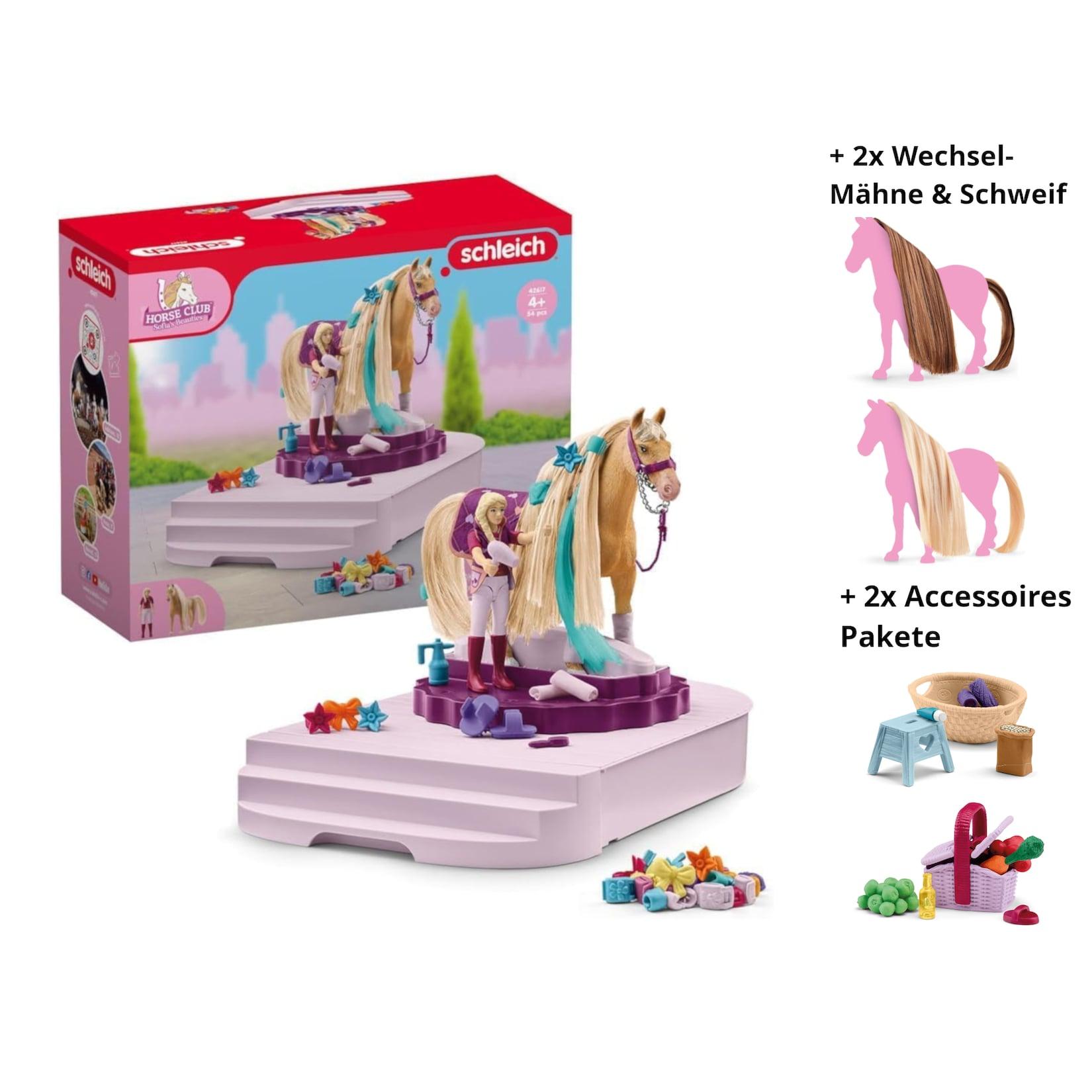Schleich Pferde Styling Station 42617 + 2x Wechsel Mähnen & 2x Accessoires