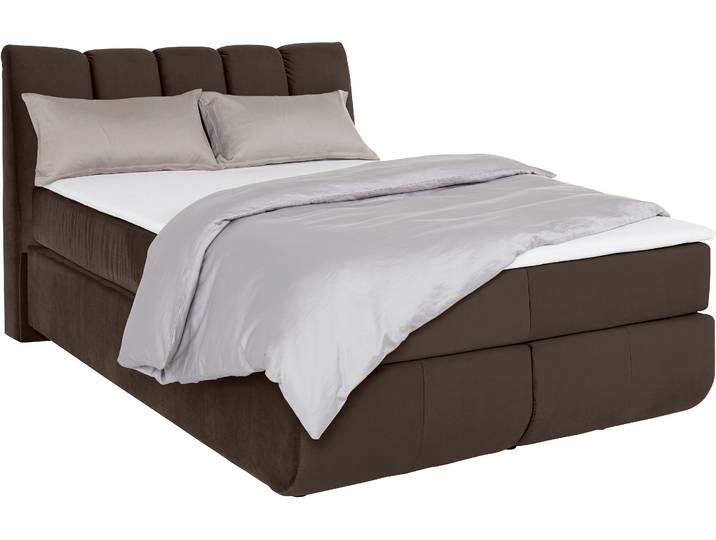 Boxspringbett HOME AFFAIRE Océane , braun, B:150cm L:221cm, Komplettbetten, Boxspringbett, Bodenfrei- wirkt freischwebend, verschiedene Härtegrade (auch H4)