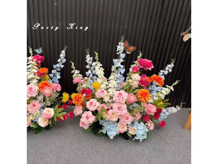 Fleurs artificielles en rangée pour vitrine, boules de fleurs en soie, centres de table pour décoration de mariage, accessoires de décoration intérieure