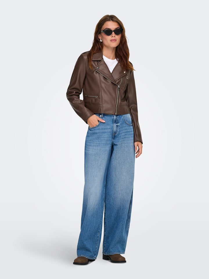 ONLY Kunstlederjacke in Braun - L