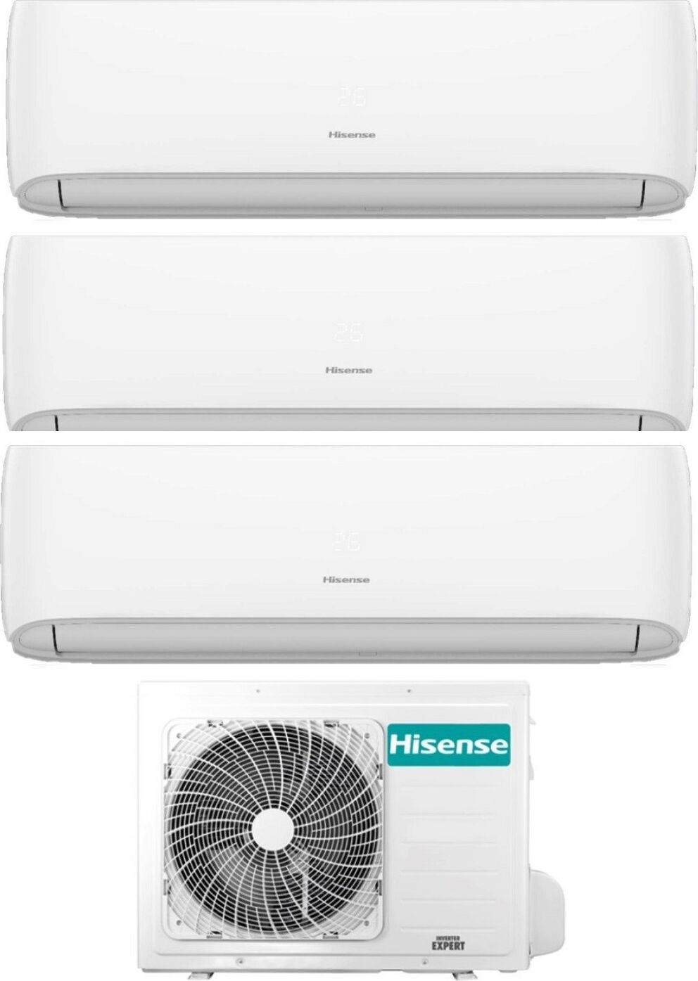 Hisense Cf25/25yr4bg/35mr0bg+3amw62u4rjc Climatizzatore Trial Split Inverter 9000+9000+12000 Btu /h Condizionatore Con Pompa Di Calore Classe A++/a+ Gas R32 Wifi (Unità Interna + Unità Esterna) - 3amw62u4rjc Serie Hi-Comfort