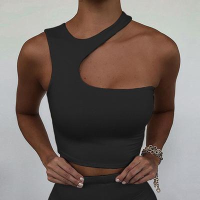 Lush Living Finds Asymmetrical Off Shoulder Crop Tank Top For Women Summer Going Out Fashion Top black s