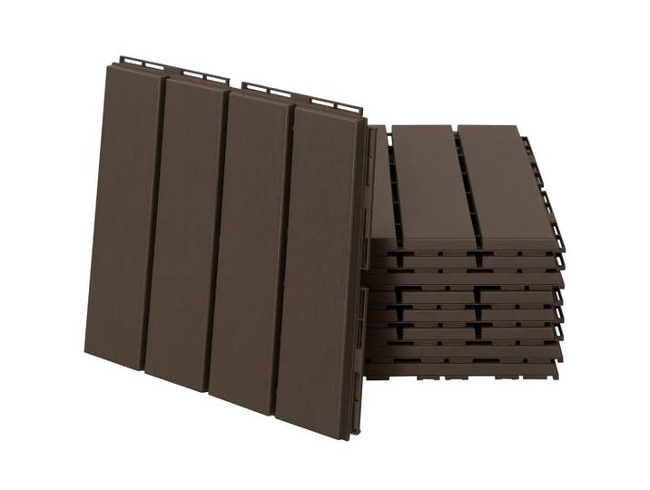 ComfortXL Terrassenfliesen De-10144 Klicksystem mit Drainage Braun, Kunststoff, 30x2x30 cm, Teppiche und Böden, Terrassenböden & Balkonböden, Terrassenfliesen