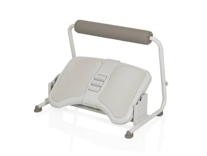 hjh OFFICE Fußstütze mit Massagerollen PODI FMW Fußablage mit Beinablage gepolstert, höhenverstellbar & neigbar, Hellgrau