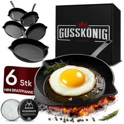 GUSSKÖNIG Eingebrannte Mini Gusseisen-Bratpfanne 6x 13,7cm