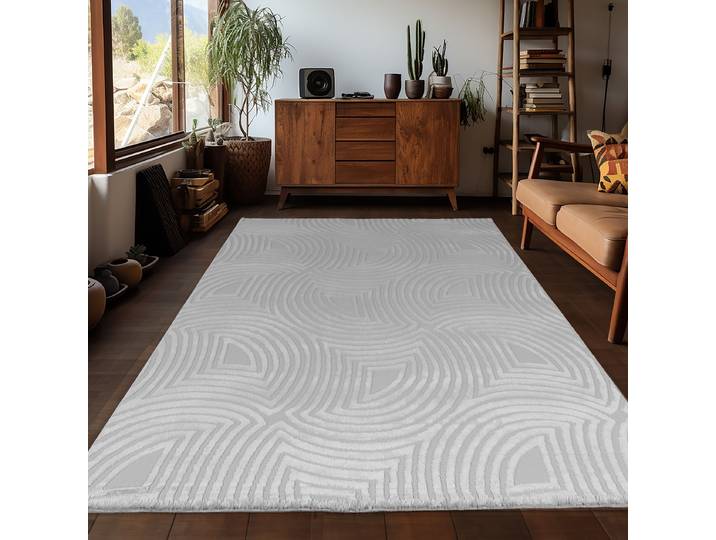 Kurzflorteppich 1113 Silber/Silber 80 x 150cm Polyester