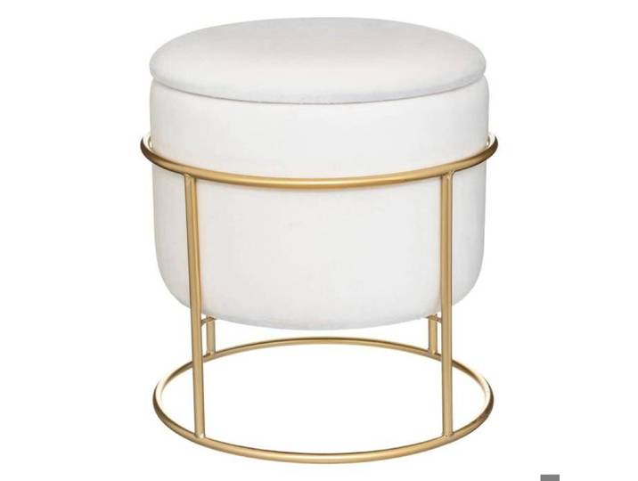 Pouf coffre  Eliane  velours blanc ivoire - Atmosphera Créateur d'intérieur