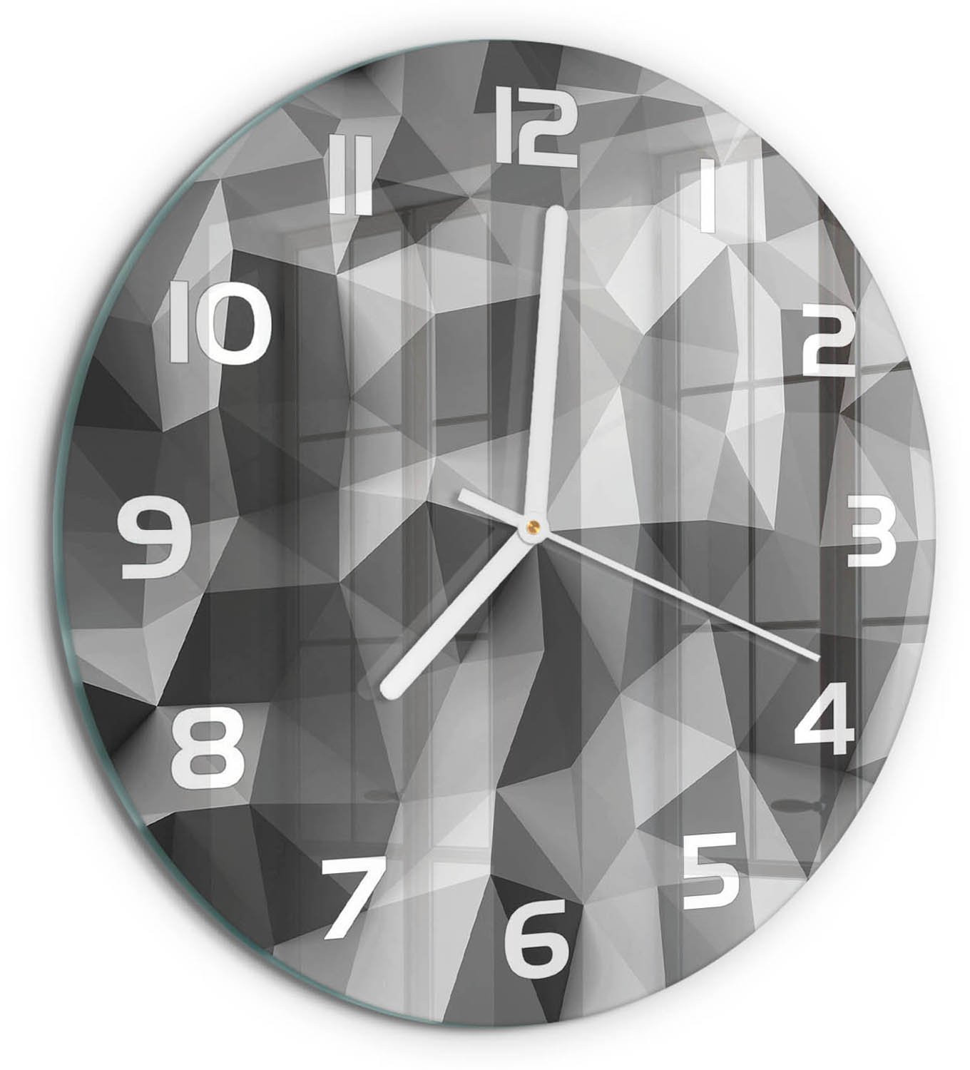 Tulup Wandklok Driehoeken van abstractie - Grijs - Diameter: 30 cm