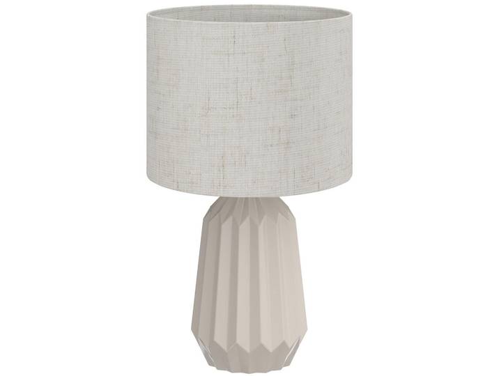 Homcom Tischlampe Keramik Leinen Beige, E27, 22x39x22 cm, Lampen & Leuchten, Innenbeleuchtung, Tischlampen