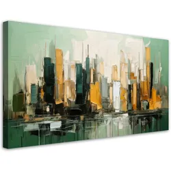 LEINWANDBILD Stadt Abstraktion Grün 120x60cm