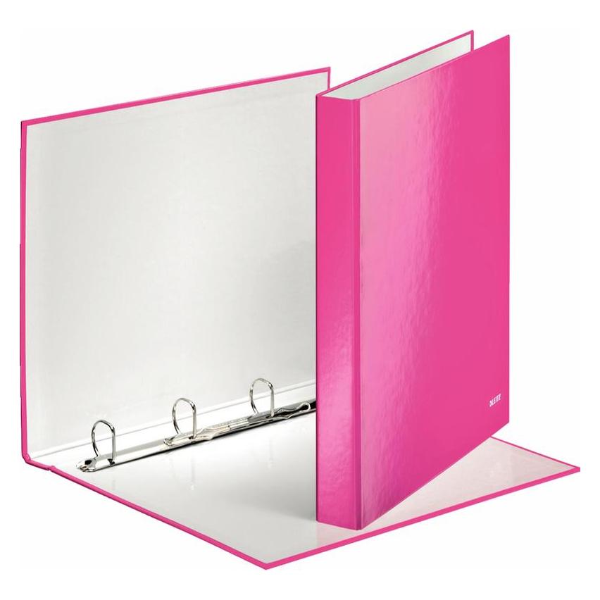 Leitz Ringbuch WOW, DIN A4, Hartpappe, pink 4 D-Ring-Mechanik, Rückenbreit: 40 mm, Ringdurchmesser: (A4, 40 mm, 1 Stk.) (42420023)